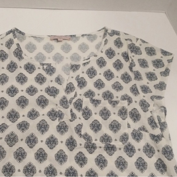 St Tropez West Navy Blue and White Cap Sleeve Pull On Top Size M - Picture 3 of 6